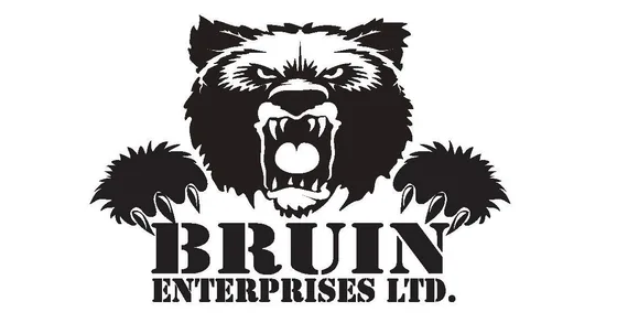 Bruin Enterprises Ltd. logo, a roaring bear above stencil lettering